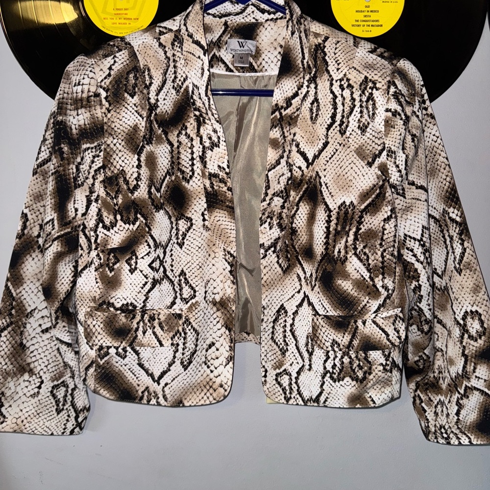 Vintage Women's Cropped Snake Print Jacket